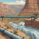 Grand Canyon Pipeline Crisis: Flooding Hinders $200M Repair — AI-generated editorial illustration