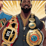 Kofi Drops Old Name After AEW Debut, Wins Trios Title — AI-generated editorial illustration
