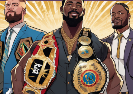 Kofi Drops Old Name After AEW Debut, Wins Trios Title — AI-generated editorial illustration