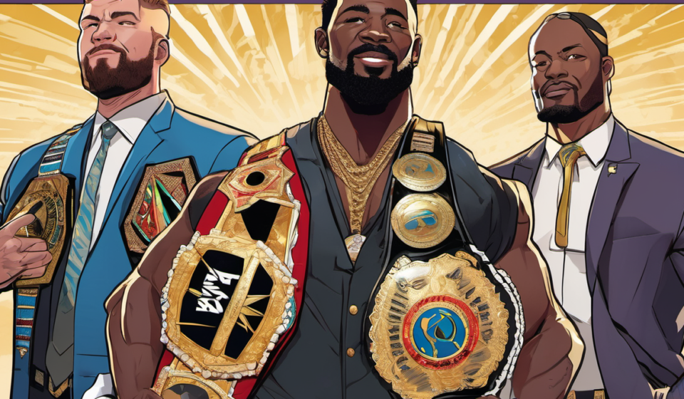 Kofi Drops Old Name After AEW Debut, Wins Trios Title — AI-generated editorial illustration