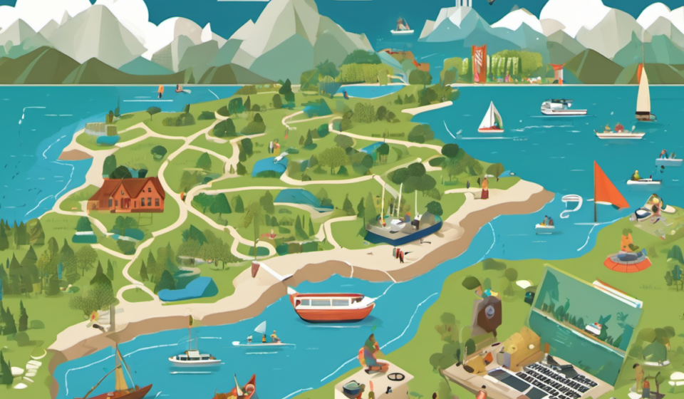 MapQuest Tops App Store Downloads After Lake Ontario Naming Standoff — AI-generated editorial illustration