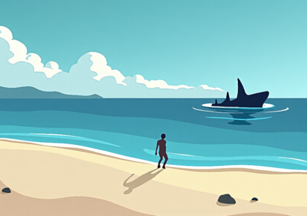 Martha’s Vineyard Swimmer Rushed to Hospital After Suspected Shark Bite — AI-generated editorial illustration