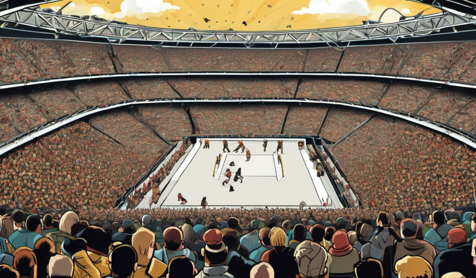 AEW All In London 2026: 41,102 Fans Entered Wembley Stadium — AI-generated editorial illustration
