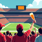 College Football Stadiums 2026: Beer Swords, Tachos, and Brisket Dogs — AI-generated editorial illustration