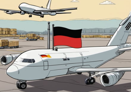 Germany Blames Russia After Drone Attack Near Ukrainian Cargo Plane — AI-generated editorial illustration