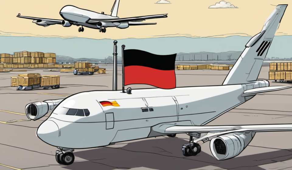 Germany Blames Russia After Drone Attack Near Ukrainian Cargo Plane — AI-generated editorial illustration