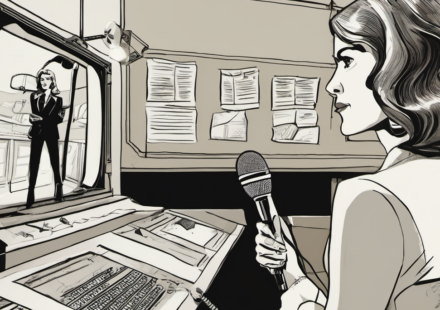 Bianca Censori Declines Interviews, Sends Letter Instead — AI-generated editorial illustration