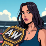 Mercedes Moné Wins AEW Women’s Title Amid Broken Nose, Shares Emotional Moment — AI-generated editorial illustration