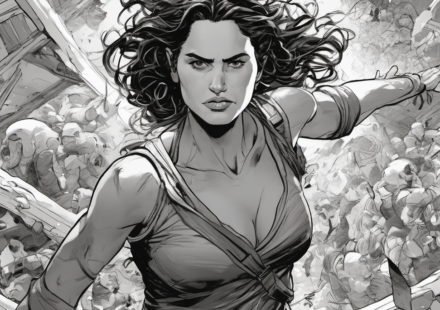 Adria Arjona Embraces the Chaos of Her New Role in "Onslaught" — AI-generated editorial illustration