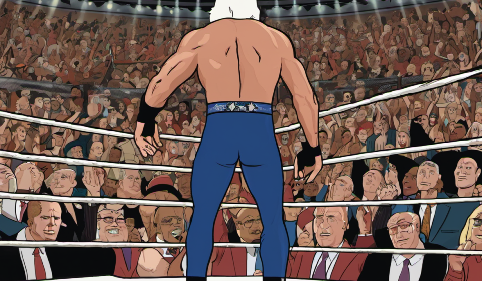 Ric Flair Calls Omega vs. Ospreay Match ‘One of the Greatest’ — AI-generated editorial illustration