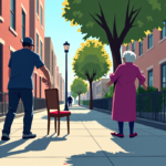 NYPD Pursues Man Who Threw Furniture at 90‑Year‑Old Brooklyn Woman — AI-generated editorial illustration