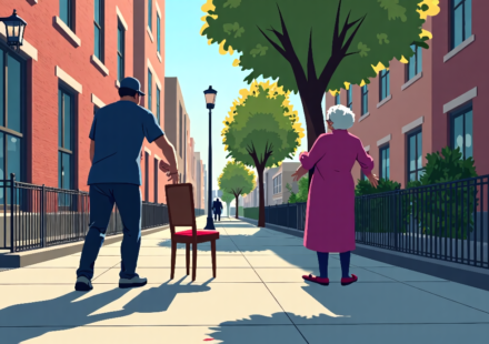NYPD Pursues Man Who Threw Furniture at 90‑Year‑Old Brooklyn Woman — AI-generated editorial illustration