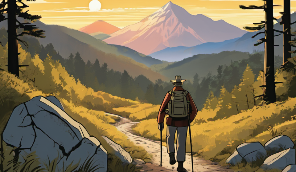 Veteran Reclaims Record as Oldest to Finish Appalachian Trail — AI-generated editorial illustration