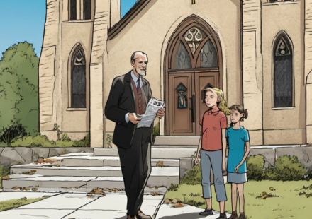 Maine Court Grants Father Final Say Over Daughter’s Church Attendance — AI-generated editorial illustration