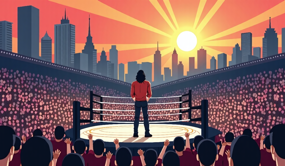 Roman Reigns Faces Hostile Crowd in Mexico City for Penta Match — AI-generated editorial illustration