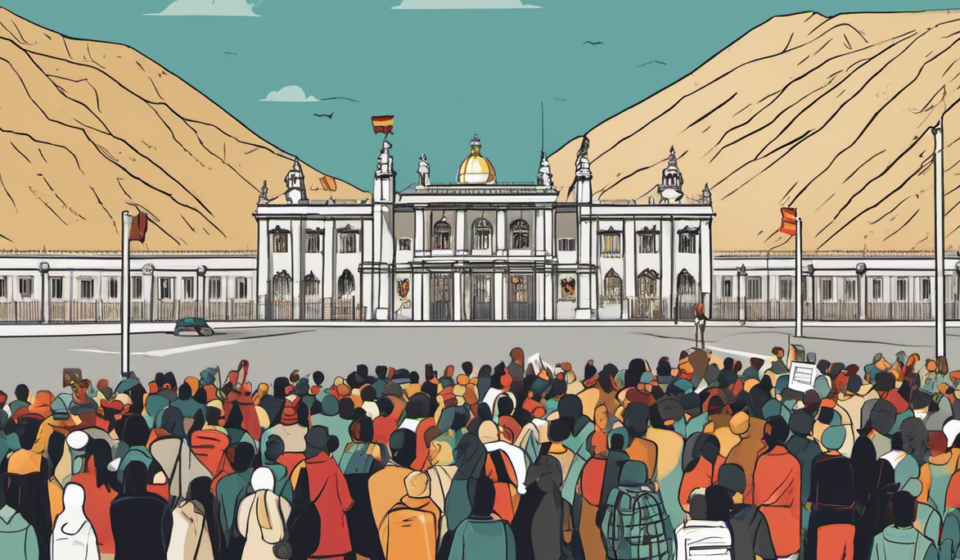 Spain’s Border Crisis Sparks Mass Protest in Madrid — AI-generated editorial illustration