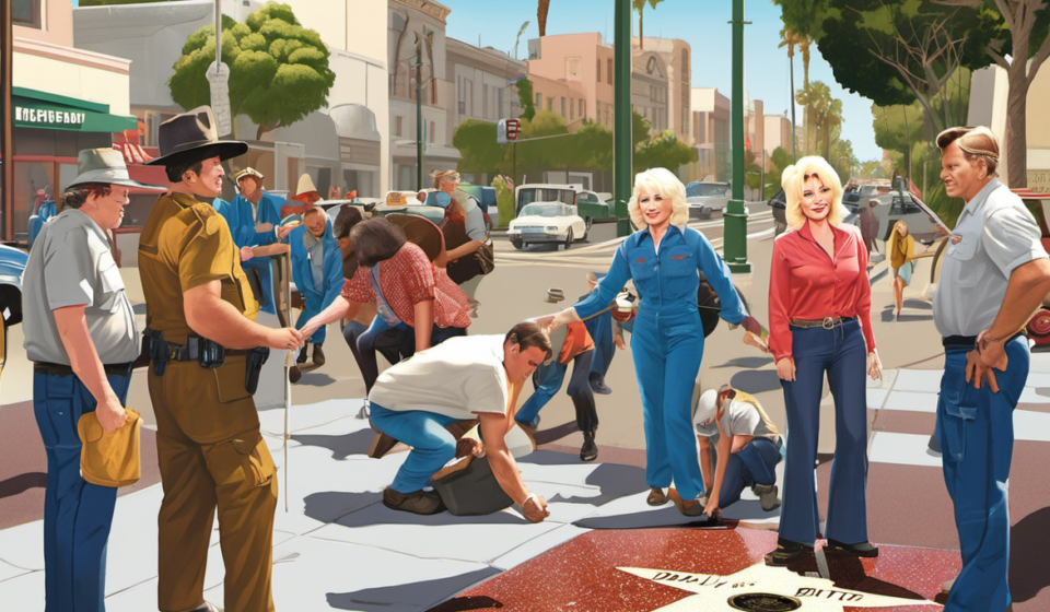 Dolly Parton’s Walk of Fame Star to Be Restored Friday After Vandalism — AI-generated editorial illustration
