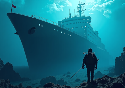 Deadly Dive: The Andrea Doria Wreck Claims 18 Lives — AI-generated editorial illustration