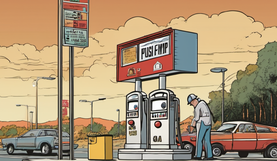 Diesel Prices Near Record as Gas Rises Before Labor Day — AI-generated editorial illustration