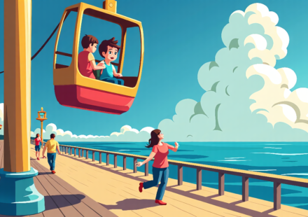 Child Falls From Seaside Heights Sky Ride, Aunt’s Dramatic Rescue — AI-generated editorial illustration