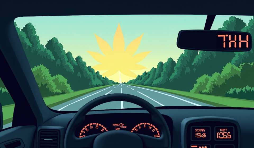 Edible Cannabis May Hide Driving Risks Standard Tests Miss — AI-generated editorial illustration