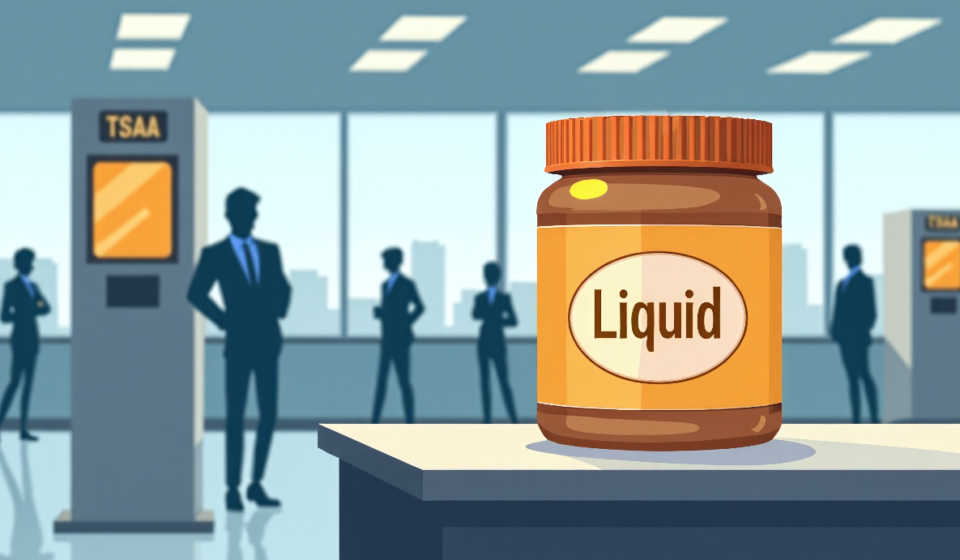 Peanut Butter May Be a Liquid: TSA Rule That Could Stop You at Security — AI-generated editorial illustration