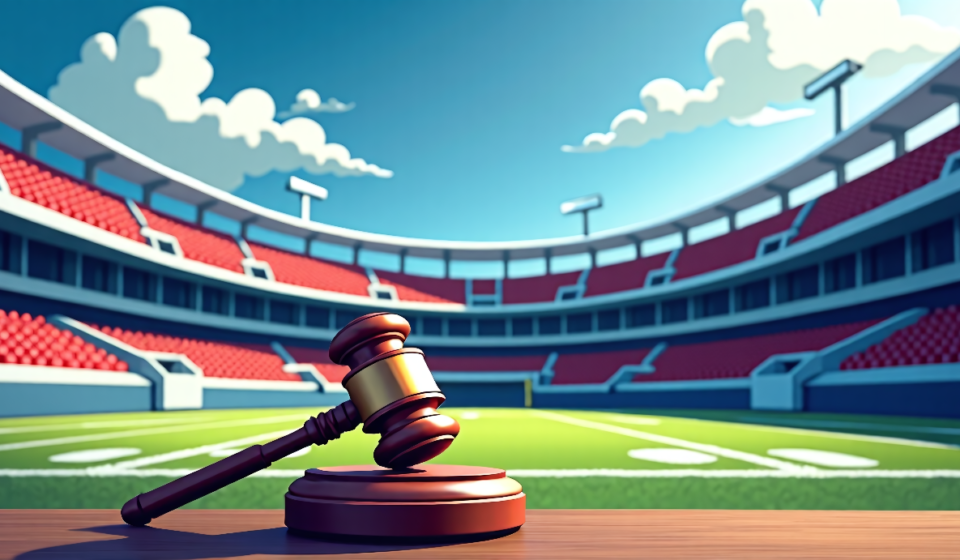 Judge’s Ruling on Former Players Could Redefine College Football Governance — AI-generated editorial illustration