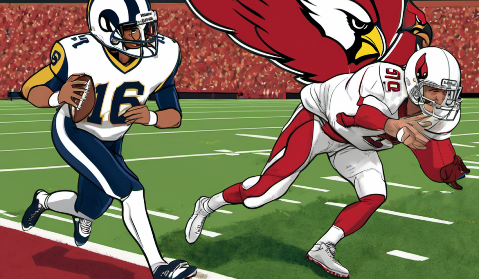 Rams Promote Ty Simpson to QB3, Cardinals Keep Michael Wilson — AI-generated editorial illustration