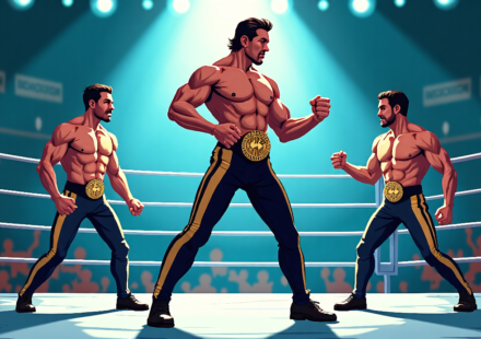 CMLL Aniversario 93: Hechicero Faces Castagnoli & Sabre Jr. in Triple Threat — AI-generated editorial illustration