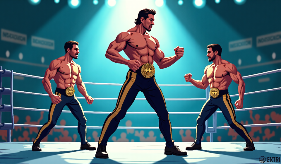 CMLL Aniversario 93: Hechicero Faces Castagnoli & Sabre Jr. in Triple Threat — AI-generated editorial illustration