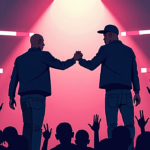 Kanye West and Big Sean End Feud on Chicago Stage — AI-generated editorial illustration