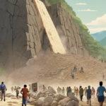 Shangri‑La Landslide Forces Tourists to Run for Their Lives — AI-generated editorial illustration