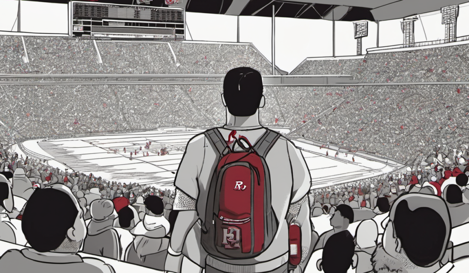 Rutgers Fan Declares War on Scarlet Knights After UMass Loss — AI-generated editorial illustration