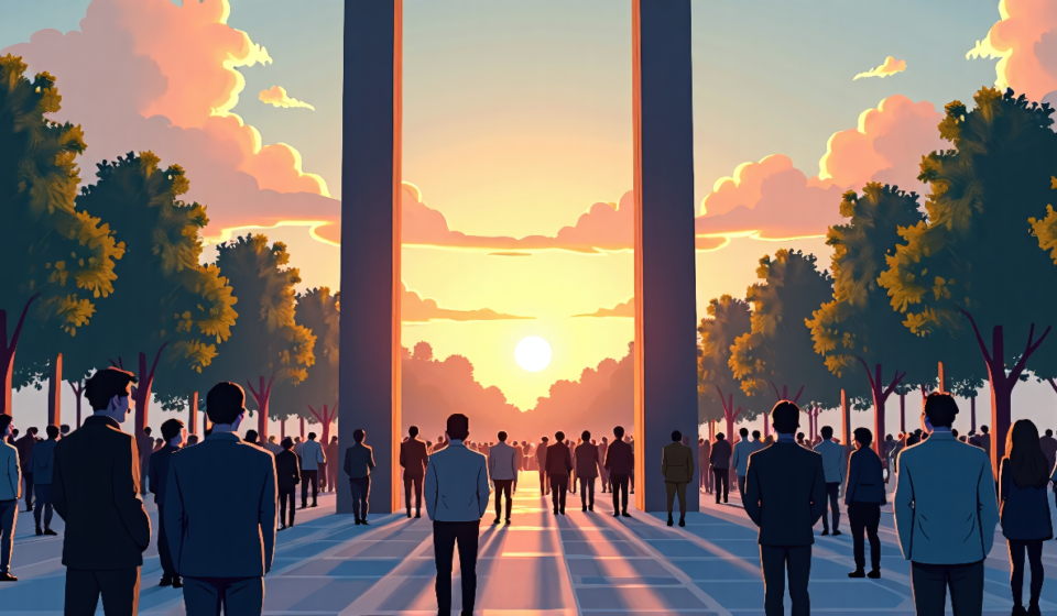 Boston Memorial Welcomes 21‑Foot World Trade Center Beam — AI-generated editorial illustration