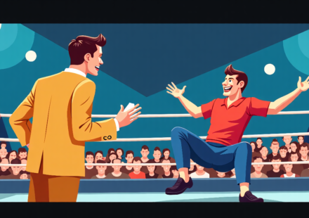 Justin Roberts Lightens Up AEW All In Mix‑Up with Humorous Post — AI-generated editorial illustration