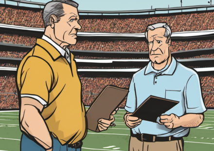 Notre Dame vs. Wisconsin: A Coaching Reunion at Lambeau — AI-generated editorial illustration