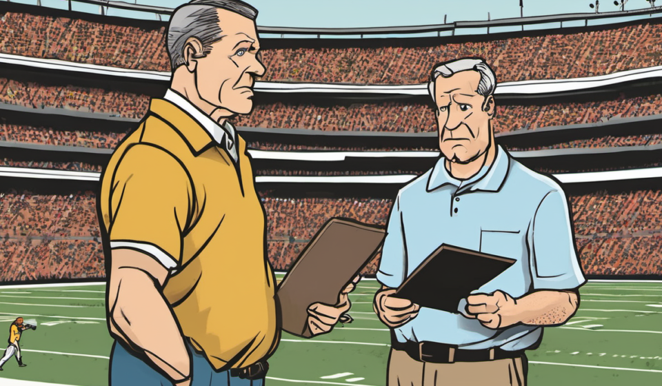 Notre Dame vs. Wisconsin: A Coaching Reunion at Lambeau — AI-generated editorial illustration