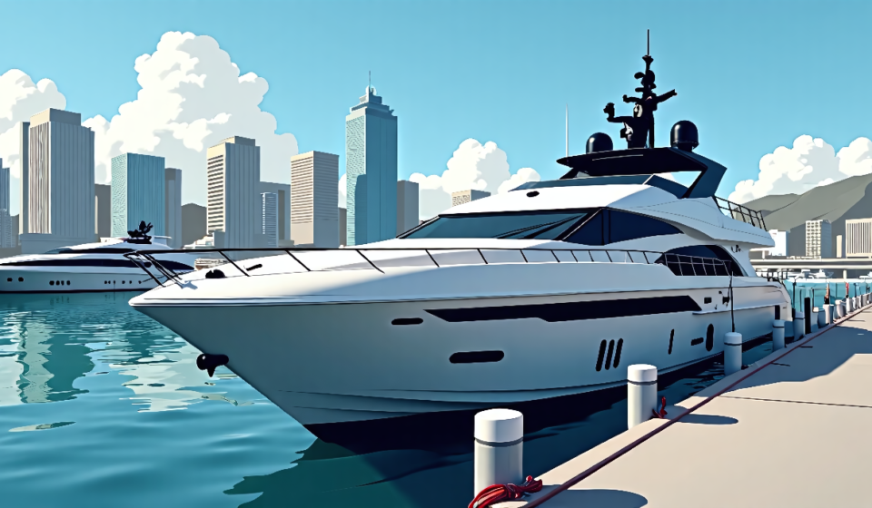 Mystery $150M Superyacht Docked in LA: The Hidden Name of Samsara — AI-generated editorial illustration