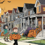 Neighborhoods Unite to Make 11‑Year‑Old’s Trick‑or‑Treat Birthday Unforgettable — AI-generated editorial illustration