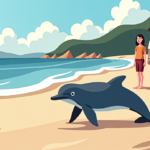 Dolphin Suffering Sparks Outrage in Ceuta Beach Celebration — AI-generated editorial illustration