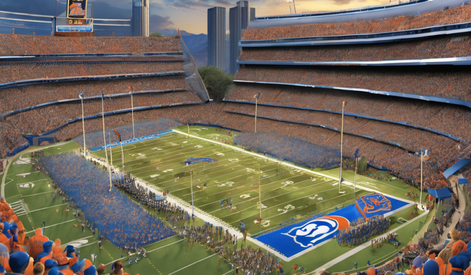 Boise State’s Group of Six Faces New Challenges in 2024 — AI-generated editorial illustration