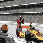 Denny Hamlin’s Title Outlook & Carson Hocevar’s Walk‑Out Anthem — AI-generated editorial illustration