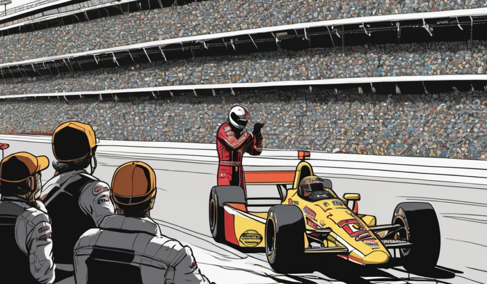 Denny Hamlin’s Title Outlook & Carson Hocevar’s Walk‑Out Anthem — AI-generated editorial illustration