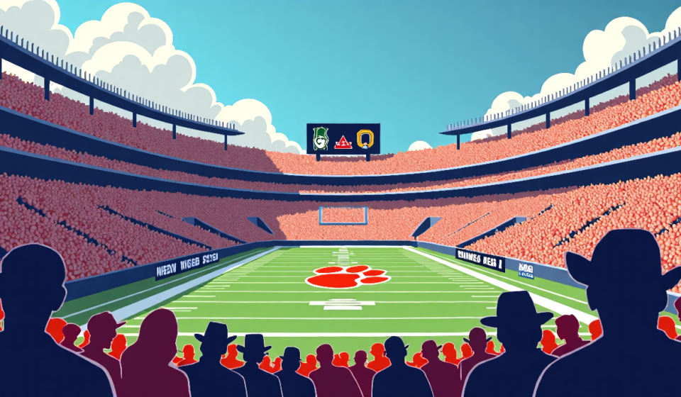 Week 1 College Football Preview: Clemson vs. LSU, Louisville vs. Ole Miss, Boise State vs. Oregon — AI-generated editorial illustration