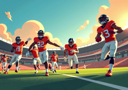 Miami’s Dominant 45‑6 Win: Mensah Debut & Toney’s Record — AI-generated editorial illustration