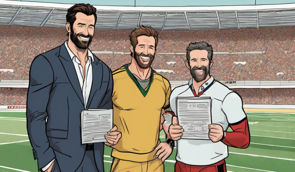 Hugh Jackman Eyes Soccer Club Ownership to Join Ryan Reynolds’ Wrexham Venture — AI-generated editorial illustration