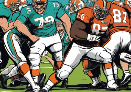 Giants’ Pass Rush Dominates Dolphins in Heated Joint Practice — AI-generated editorial illustration