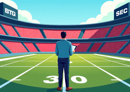 Urban Meyer Declares Big Ten the Premier College Football Conference — AI-generated editorial illustration