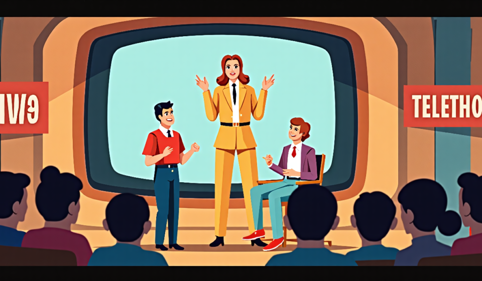60 Years of the Jerry Lewis Muscular Dystrophy Telethon: A Legacy of Hope — AI-generated editorial illustration