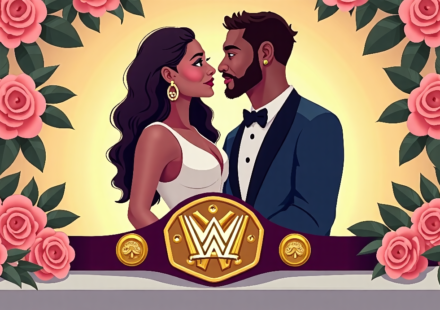 Kelani Jordan Announces New Name, Plans Title‑Gold Wedding with Carmelo Hayes — AI-generated editorial illustration
